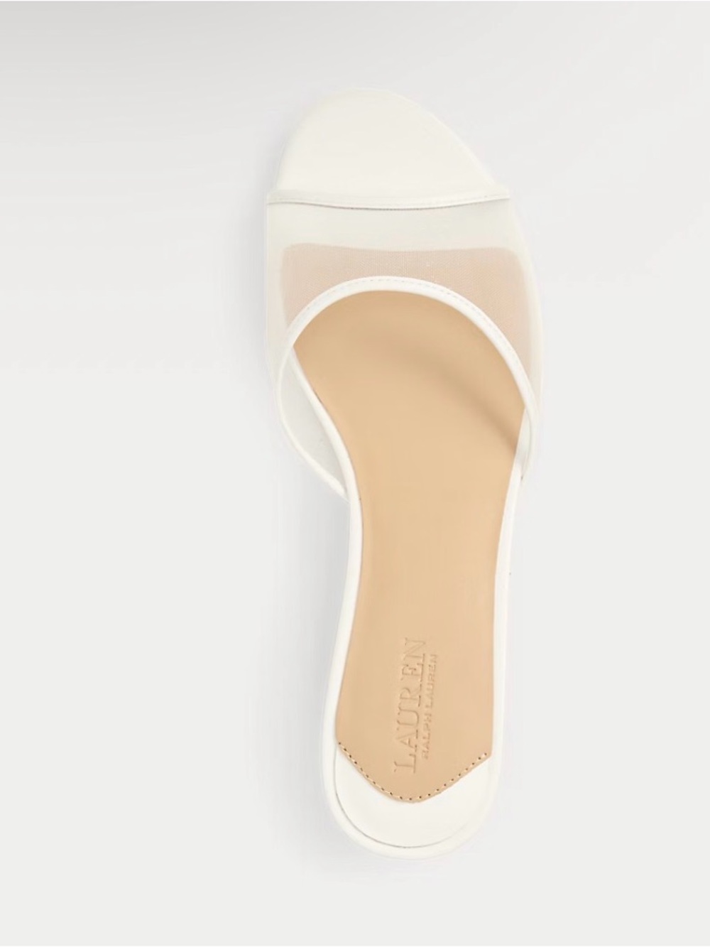 Ralph Lauren White Mesh Slingback Kitten Heel Mule - Picture 3 of 4